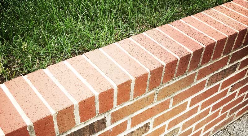 A brick retaining wall