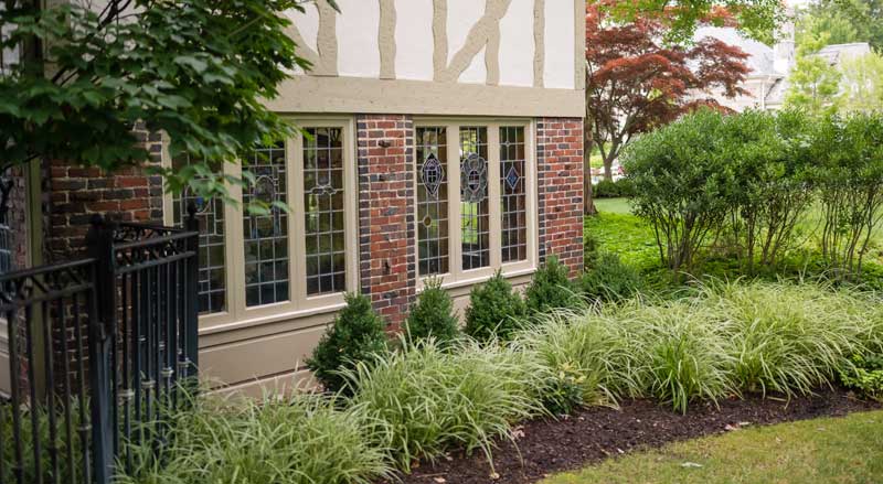 Landscaped garden beds with a nice variety of different colors and textures.